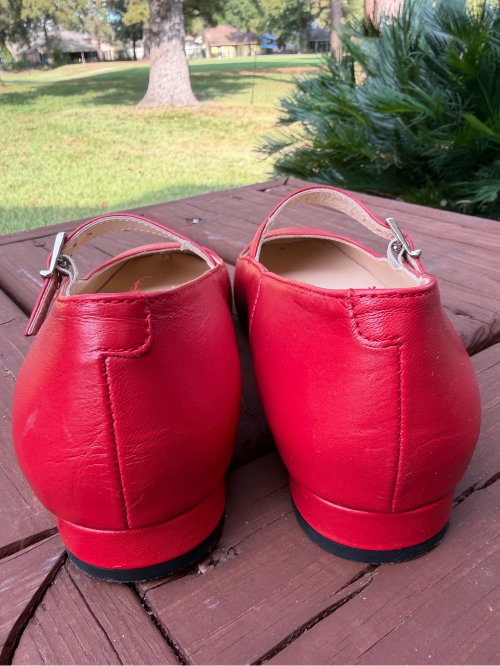 ALOHAS Por Do Sol Red Leather Mary Jane Ballet Flats EU 37 US 6.5 $190 - Picture 9 of 15